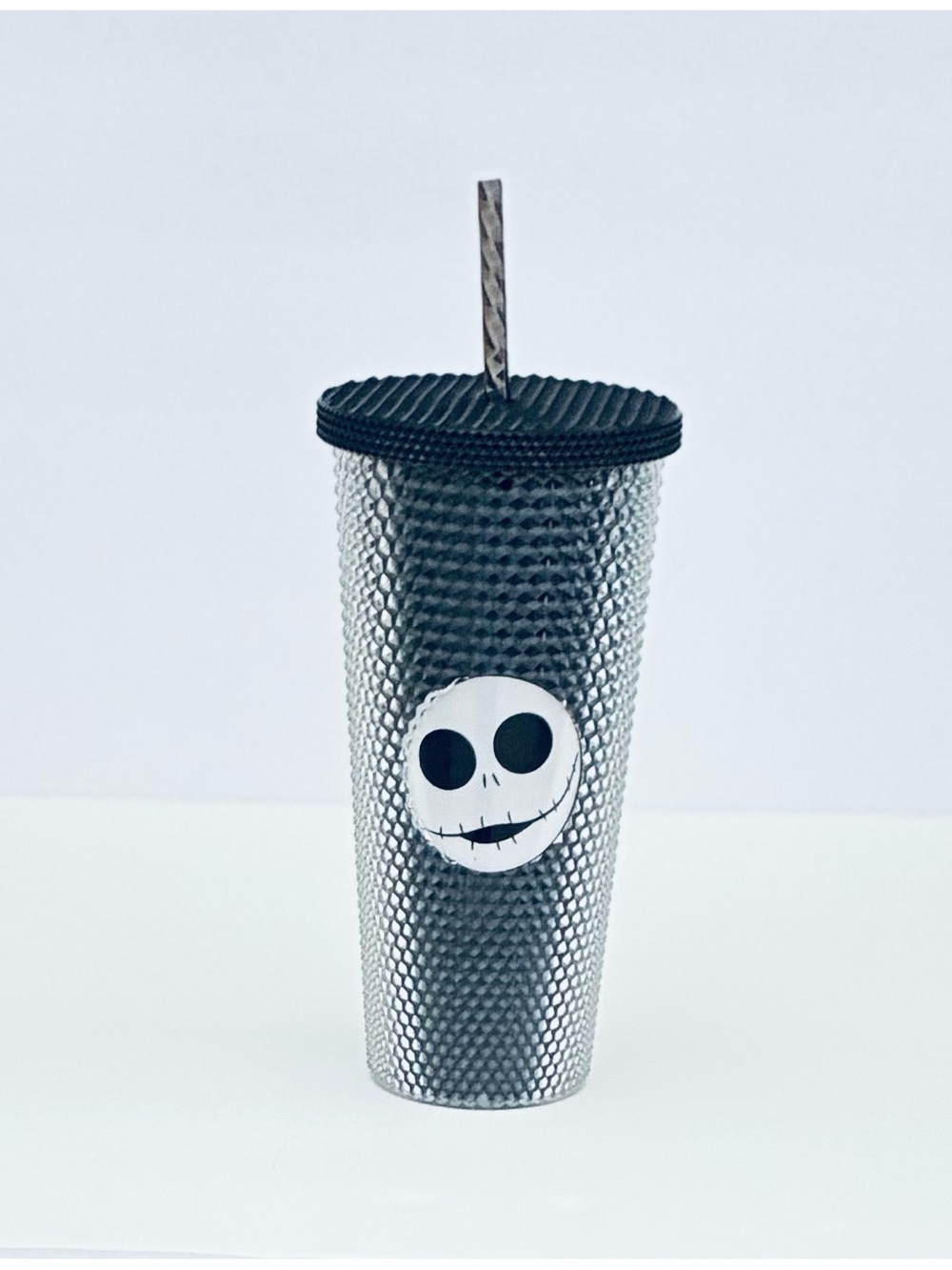 Nightmare Before Christmas Jack Tumbler Studded Cup Textured Black Lid Straw